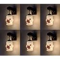 Arus Wooden and Glass White Curved Line Flower Pattern Brown White Shade Downlight Fancy Wall Light for Home (Brown-White ; Pack of 6)