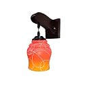 Arus Wooden and Glass White Curved Line Design Orange Yellow Shade Downlight Fancy Wall Light for Home (Orange-Yellow ; Pack of 2)