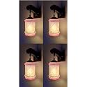 Arus Wooden and Glass White Curved Line Pattern Pink White Shade Downlight Fancy Wall Lamp for Home (Pink-White ; Pack of 4)