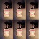 Arus Wooden and Glass White Curved Line Pattern Pink White Shade Downlight Fancy Wall Lamp for Home (Pink-White ; Pack of 6)