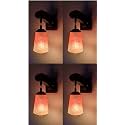 Arus Wooden and Glass White Curved Line Design Orange White Shade Downlight Fancy Wall Light for Home (Orange-White ; Pack of 4)