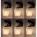 Arus Wooden and Glass White Curved Line Pattern White Brown Shade Downlight Fancy Wall Light for Home (Brown-White ; Pack of 6)