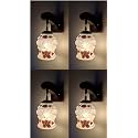 Arus Wooden and Glass White Curved Line Flower Pattern Brown White Shade Downlight Fancy Wall Lamp for Home (Brown-White ; Pack of 4)