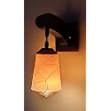 Arus Wooden and Glass White Curved Line Pattern Yellow White Shade Downlight Fancy Wall Light for Home (Yellow-White ; Pack of 1)