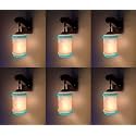 Arus Wooden and Glass White Curved Line Pattern Blue White Shade Downlight Fancy Wall Lamp for Home (Blue-White ; Pack of 6)
