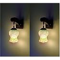 Arus Wooden and Glass White Curved Line Pattern Green Spray Shade Downlight Fancy Wall Light for Home (Green ; Pack of 2)