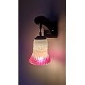 Arus Wooden and Glass White Curved Line Pattern Pink White Shade Downlight Fancy Wall Lamp for Home (Pink-White ; Pack of 1)