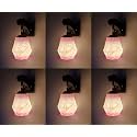 Arus Wooden and Glass White Curved Line Pattern Pink Shade Downlight Fancy Wall Lamp for Home (White-Pink ; Pack of 6)