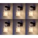 Arus Wooden and Glass White Curved Line Pattern White Shade Downlight Fancy Wall Lamp for Home (White ; Pack of 6)