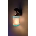 Arus Wooden and Glass White Curved Line Pattern Blue White Shade Downlight Fancy Wall Lamp for Home (Blue-White ; Pack of 1)