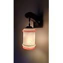 Arus Wooden and Glass White Curved Line Pattern Orange White Shade Downlight Fancy Wall Lamp for Home (Orange-White ; Pack of 1)