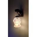 Arus Wooden and Glass White Curved Line Pattern Brown Shade Downlight Fancy Wall Lamp for Home (Brown-White ; Pack of 1)