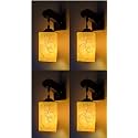 Arus Wooden and Glass White Curved Line Pattern Yellow Shade Downlight Wall Lamp for Home (Yellow ; Pack of 4)