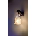Arus Wooden and Glass White Curved Line Pattern White Shade Downlight Fancy Wall Lamp for Home (White ; Pack of 1)
