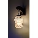 Arus Wooden and Glass White Curved Line Leaf Pattern Brown White Shade Downlight Fancy Wall Lamp for Home (Brown-White ; Pack of 1)