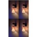 Arus Wooden and Glass White Curved Line Pattern Orange Shade Downlight Fancy Wall Lamp for Home (White-Orange ; Pack of 4)