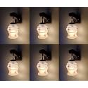 Arus Wooden and Glass White Curved Line Pattern Brown Shade Downlight Fancy Wall Lamp for Home (Brown-White ; Pack of 6)