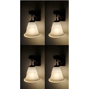 arus wooden and glass white shade downlight fancy wall light for home white  pack of 4