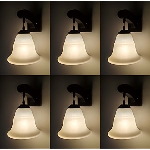 arus wooden and glass white shade downlight fancy wall light for home white  pack of 6