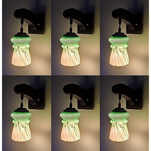arus wooden and glass white zig-zag line pattern green shade downlight wall lamp for home green  pack of 6