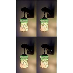 arus wooden and glass white zig-zag line pattern green shade downlight wall lamp for home green  pack of 4