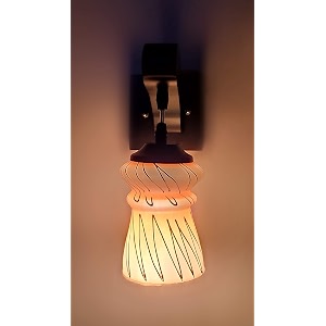 arus wooden and glass white zig-zag line pattern yellow shade downlight wall lamp for home yellow  pack of 2