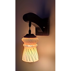 arus wooden and glass white zig-zag line pattern yellow shade downlight wall lamp for home yellow  pack of 1