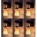 Arus Wooden and Glass White Zig-Zag Line Pattern Yellow Shade Downlight Wall Lamp for Home (Yellow ; Pack of 6)