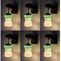 Arus Wooden and Glass White Zig-Zag Line Pattern Green Shade Downlight Wall Lamp for Home (Green ; Pack of 6)