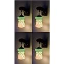 Arus Wooden and Glass White Zig-Zag Line Pattern Green Shade Downlight Wall Lamp for Home (Green ; Pack of 4)