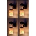 Arus Wooden and Glass White Zig-Zag Line Pattern Yellow Shade Downlight Wall Lamp for Home (Yellow ; Pack of 4)