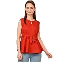 Women39s Sleeveless Peplum Top with Waist Tie
