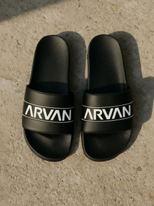 arvan men slides black white 7