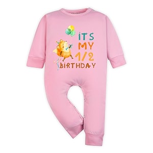 arvesa half birthday baby milestone jumpsuit for baby boy and baby girl cotton 012 months design no 277 - half birthday