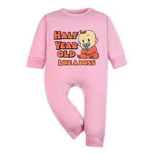 arvesa half birthday baby milestone jumpsuit for baby boy and baby girl cotton 012 months design no 1358 - half birthday