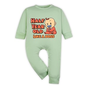 arvesa half birthday baby milestone jumpsuit for baby boy and baby girl cotton 012 months design no 1358 - half birthday