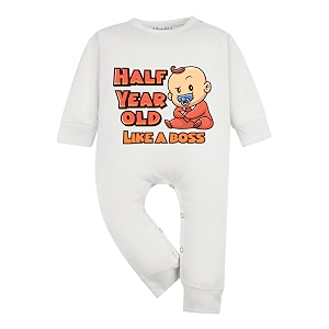arvesa half birthday baby milestone jumpsuit for baby boy and baby girl cotton 012 months design no 1358 - half birthday