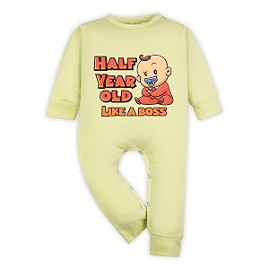 arvesa half birthday baby milestone jumpsuit for baby boy and baby girl cotton 012 months design no 1358 - half birthday