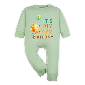 arvesa half birthday baby milestone jumpsuit for baby boy and baby girl cotton 012 months design no 277 - half birthday