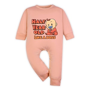 arvesa half birthday baby milestone jumpsuit for baby boy and baby girl cotton 012 months design no 1358 - half birthday