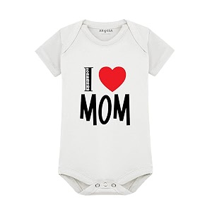 arvesa baby romper mom theme for baby boy and baby girl cotton 012 months design no 178 - i love mom