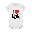 ARVESA Baby Romper Mom Theme for Baby Boy and Baby Girl Cotton 0–12 Months Design No 178 - I Love Mom