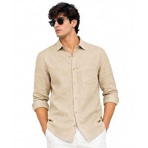 Arvest Mens Solid Linen Casual Shirt