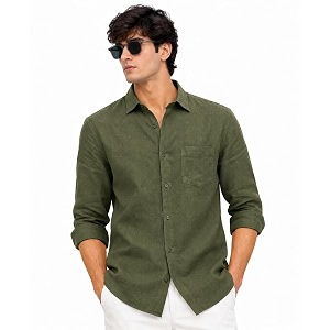 Arvest Mens Solid Linen Casual Shirt