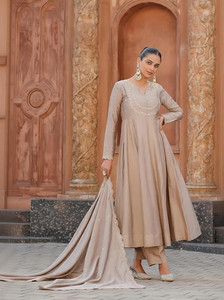 ARVILAS Embroidered Anarkali Kurta Bottom Dupatta