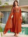 ARVILAS Embroidered Kurta TrouserPant Dupatta Set