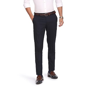 arvind smart waist solid formal trousers