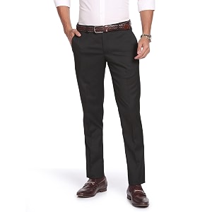 arvind smart waist solid formal trousers