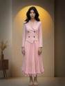 ARY Women Pleated Pink MaxiFull Length Dress