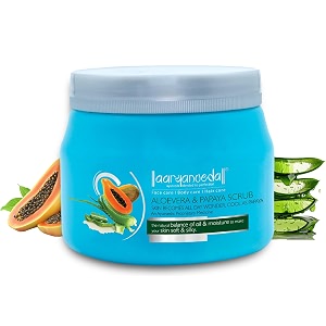 aryanveda aloe vera amp papaya face scrub for all skin types  exfoliates gently with real fruit extracts  purifies deeply amp removes dead skin cells  rejuvenates skin amp provides healthy glow 400 gm